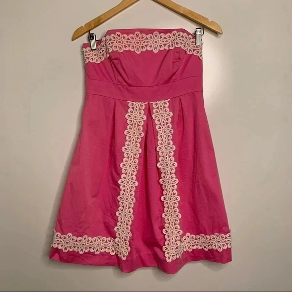Lilly Pulitzer Betsey Strapless Pink Embroidered Dress - Picture 8 of 8